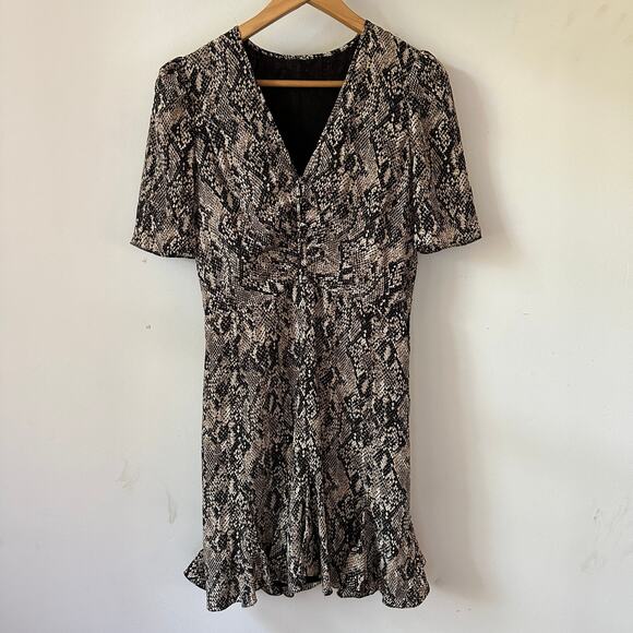Veronica Beard Ried Snake Print Ruffle Hem Silk Mini Dress size 2 - Picture 2 of 4